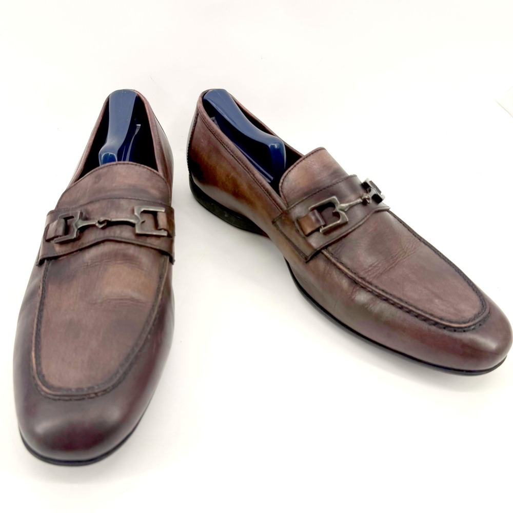 Bruno Magli Pomona Bit Loafers Mens 12M Truffle Brown Italian Leather Shoes